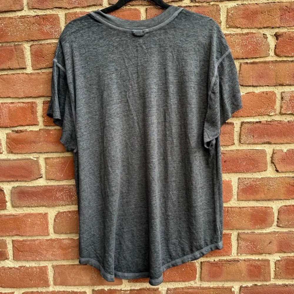 Free People FP Movement Women's Talk Tough V-Neck black gray T-Shirt XS NEW